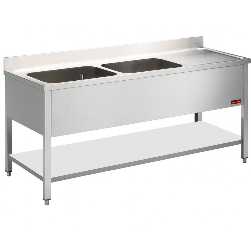 Plonge | 2 cuves | 1 égouttoir à droite