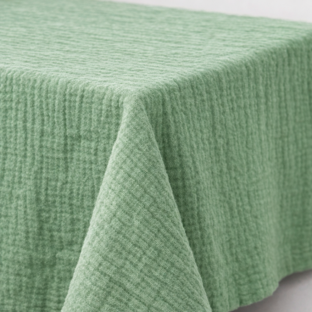 Nappe coton froissé kaki | 290 x 290 cm