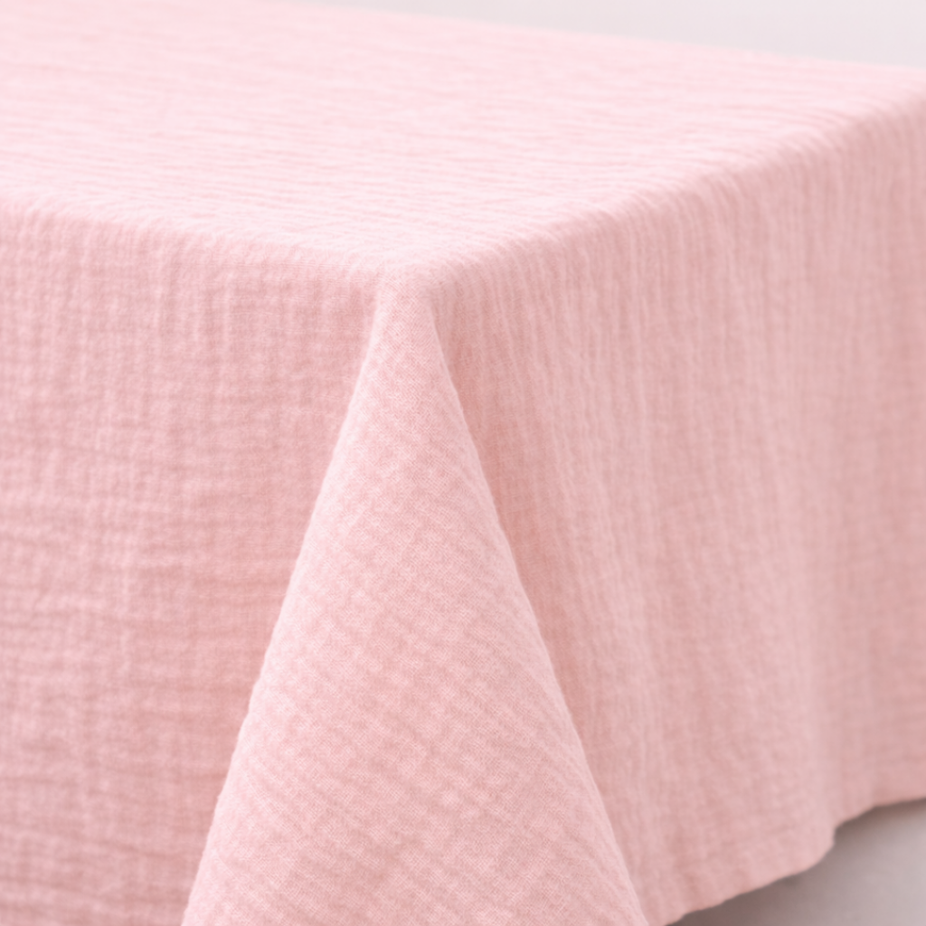 Nappe coton froissé rose | 290 x 290 cm