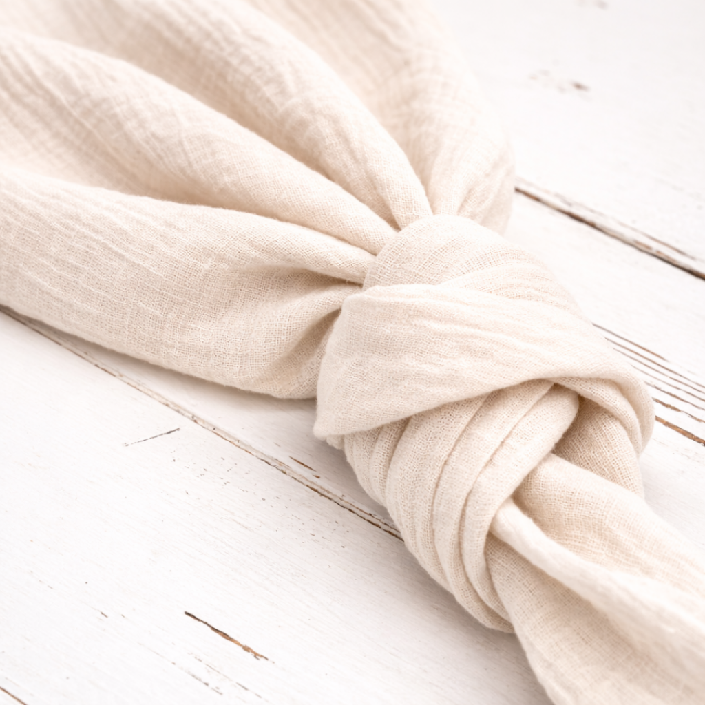 Serviette coton froissé ivoire