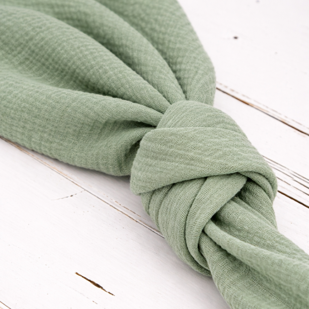 Serviette coton froissé kaki