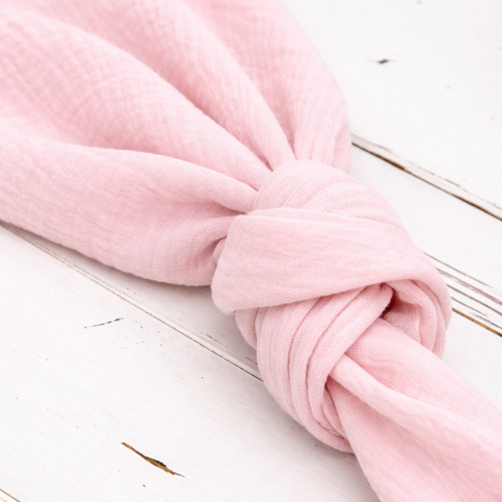 Serviette coton froissé rose