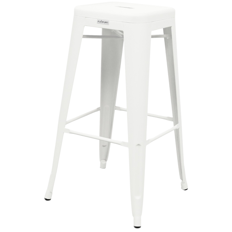 Tabouret style Tolix | blanc | H 77 cm
