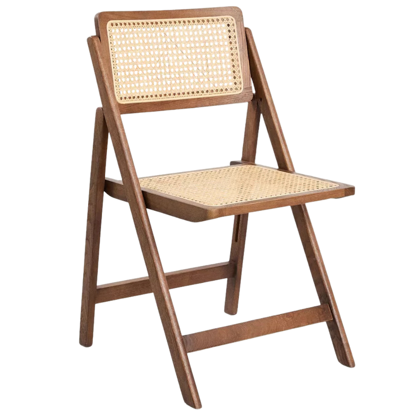 Chaise pliante | bois & rotin | marron